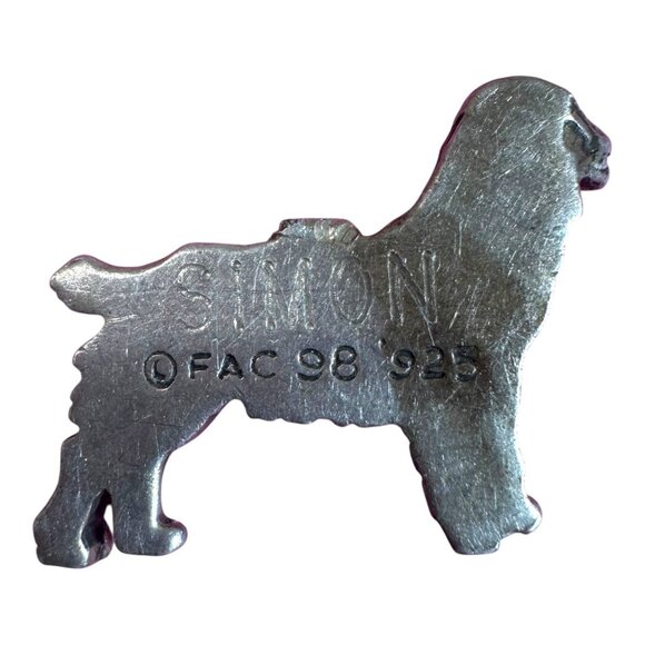 Vintage Sterling Silver Dog Retriever Brooch Charm Pendant FAC Signed 1998 Simon - Picture 2 of 5